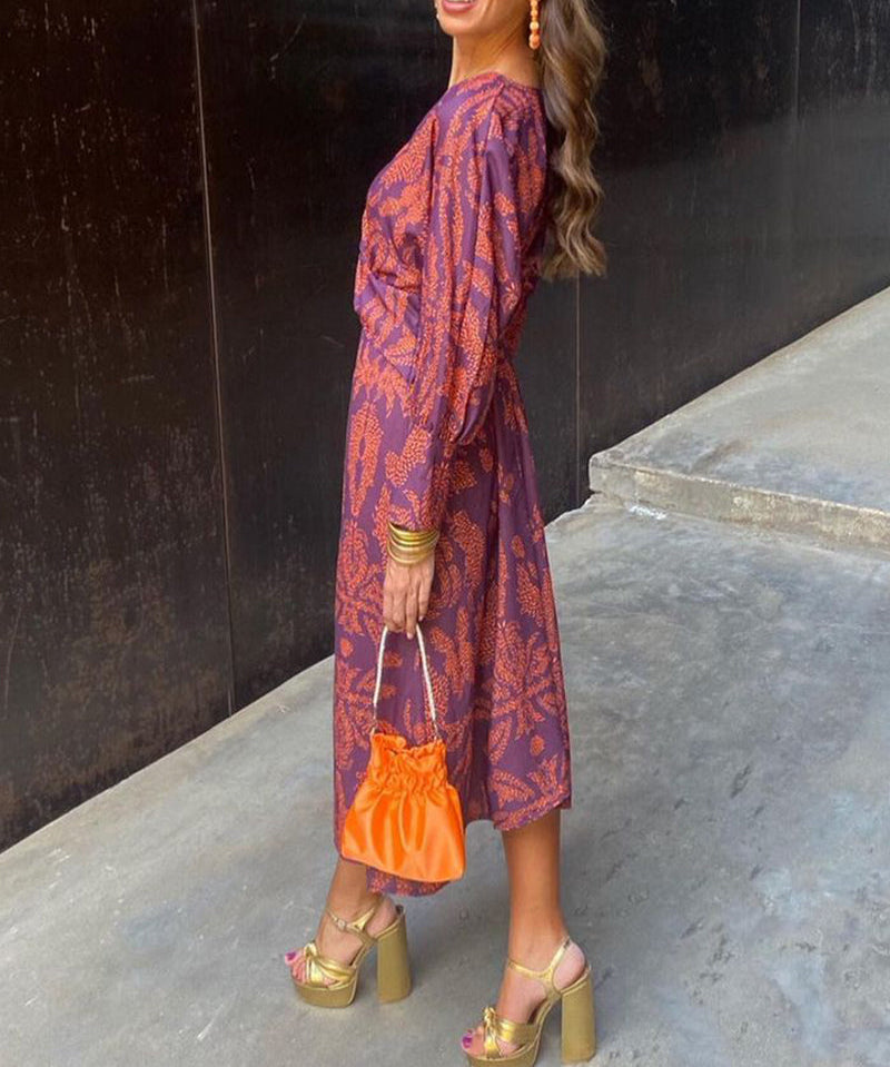 Women's Stylish V-Neck Wrap Dress | Long Sleeve