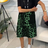 Women's Short Sleeve Contrast Print | Midi