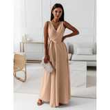Women's Evening V-Neck Sleeveless Wrap Dress | Maxi