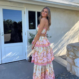 Women's Tiered Spaghetti Straps Wedding Guest Dress | Maxi