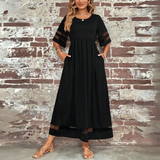 Women's Tummy Coverage A-line Round Neck Dress | Maxi