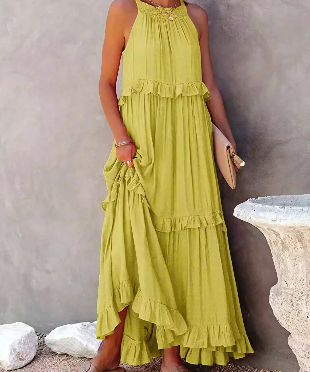 Women's Halter Summer Dress with Ruffles | Maxi