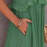 Women's Halter Summer Dress with Ruffles | Maxi