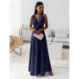 Women's Evening V-Neck Sleeveless Wrap Dress | Maxi