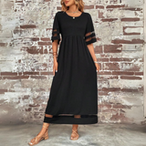 Women's Tummy Coverage A-line Round Neck Dress | Maxi