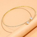 Slim Gold Choker with Pavé Detailing and Dual Stones