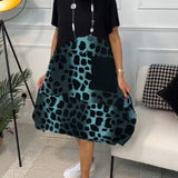 Women's Short Sleeve Contrast Print | Midi