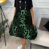 Women's Short Sleeve Contrast Print | Midi