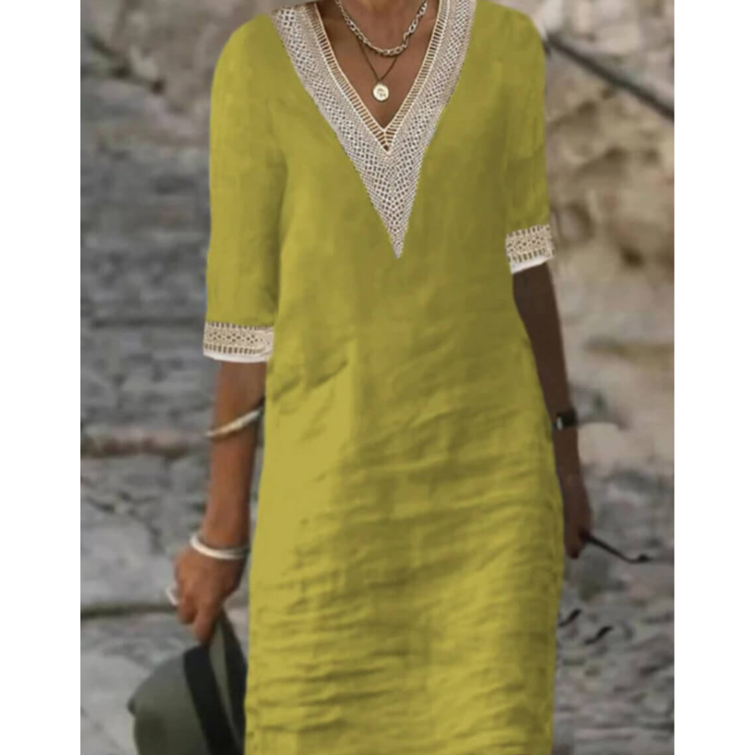 Women's 3/4 Sleeves V Neck Casual Dress | Mini