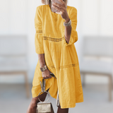 Women Round Neck 3/4 Sleeves Dress | Mini
