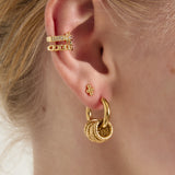 Silver Put a Ring On It Earrings - Modern Interlocking Design - Silver Tone