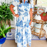 Women’s Tiered Vintage Print Dress | Maxi