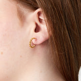 Gold Shiny Bead Clip Earrings - Polished Spherical Design - 18K Gold Tone