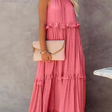 Women's Halter Summer Dress with Ruffles | Maxi