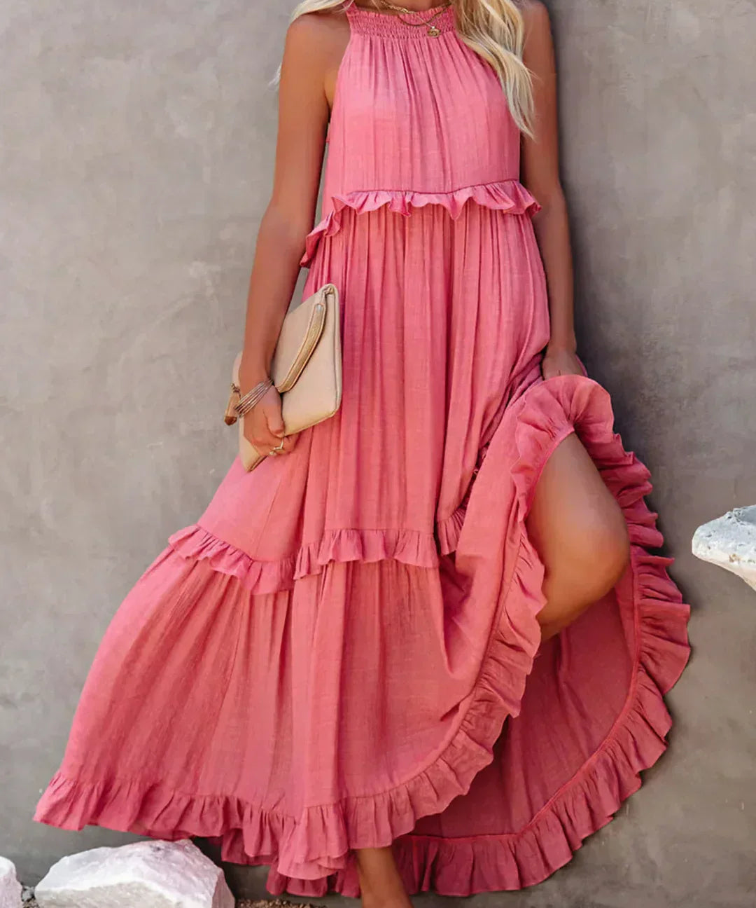 Women's Halter Summer Dress with Ruffles | Maxi