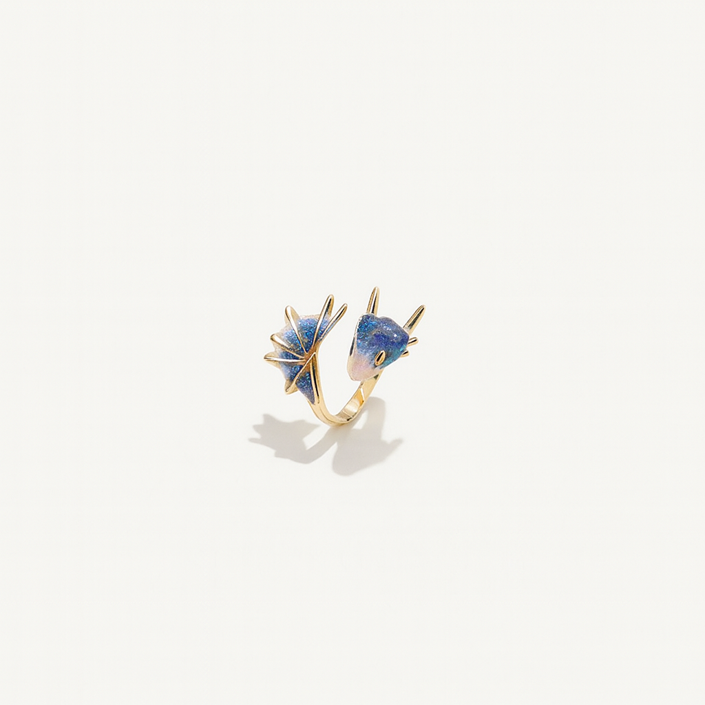 Adjustable Fantasy Dragon Ring with Glitter Enamel Detailing