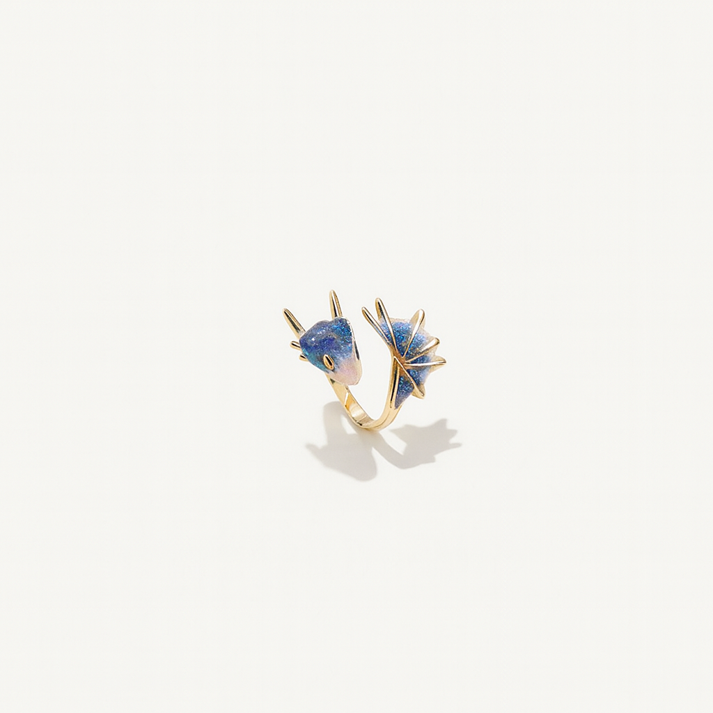 Adjustable Fantasy Dragon Ring with Glitter Enamel Detailing