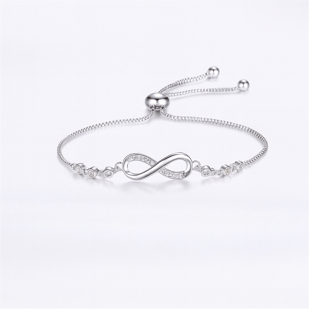 Adjustable Infinity Charm Bracelet with Crystal Accents