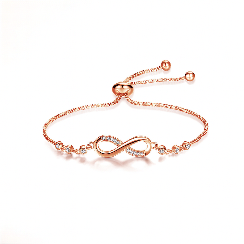 Adjustable Infinity Charm Bracelet with Crystal Accents