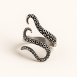 Adjustable Silver Tone Tentacle Inspired Ring