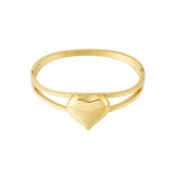 Gold Bold Heart Bangle - Statement Heart Cuff - 18K Gold Tone