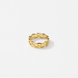 Gold Braided Ring - Open Interwoven Design - 18K Gold Tone - Stainless Steel