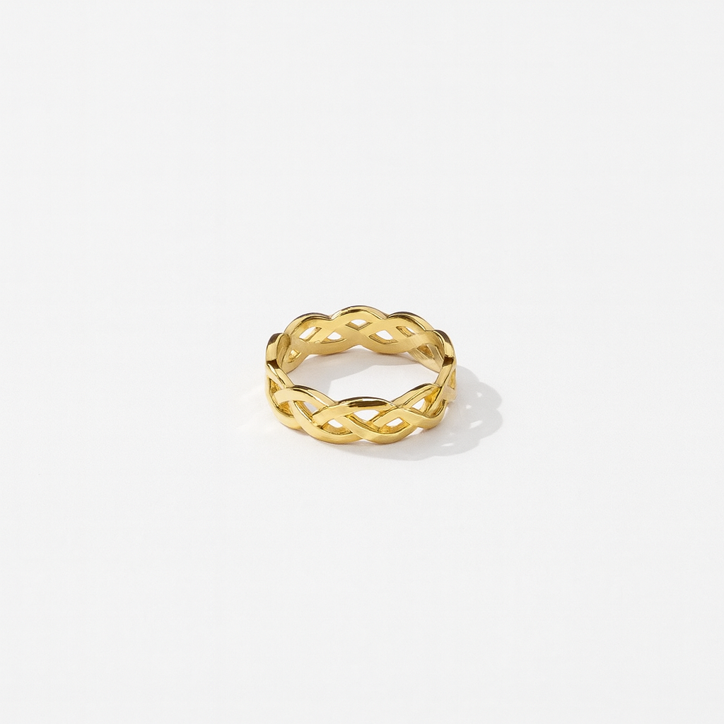 Braided Gold-Tone Ring with Interwoven Open Design