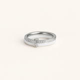 White Band Ring - Pave Zirconia Accents - 18K Gold Tone Trim - Ceramic Style