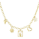 Gold Raise Your Hand Charm Necklace - Inspirational Pendant - 18K Gold Tone
