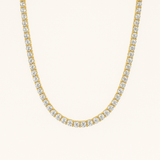 Gold-Tone Tennis Necklace with Clear Round Stones