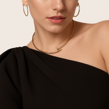 Gold Open Collar Nail Necklace with Crystal Detail