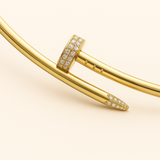 Gold Open Collar Nail Necklace with Crystal Detail