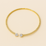 Slim Gold Choker with Pavé Detailing and Dual Stones