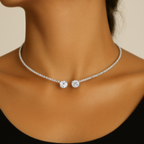 Slim Gold Choker with Pavé Detailing and Dual Stones