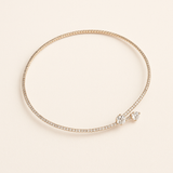 Slim Gold Choker with Pavé Detailing and Dual Stones