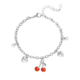 Silver Cherish Charm Bracelet - Meaningful Heart Charm - Silver Tone