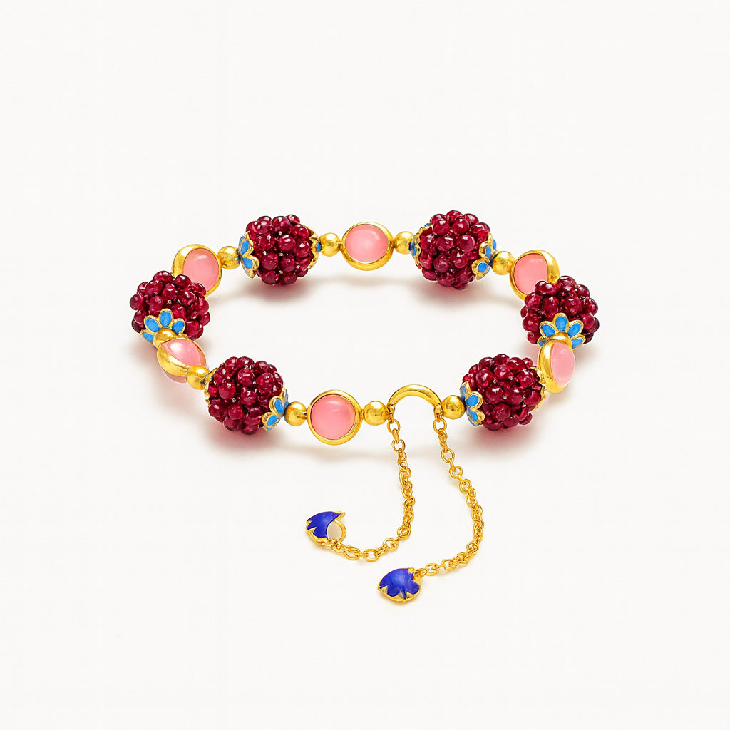 Colorful Natural Beaded Bracelet with Stone Clusters