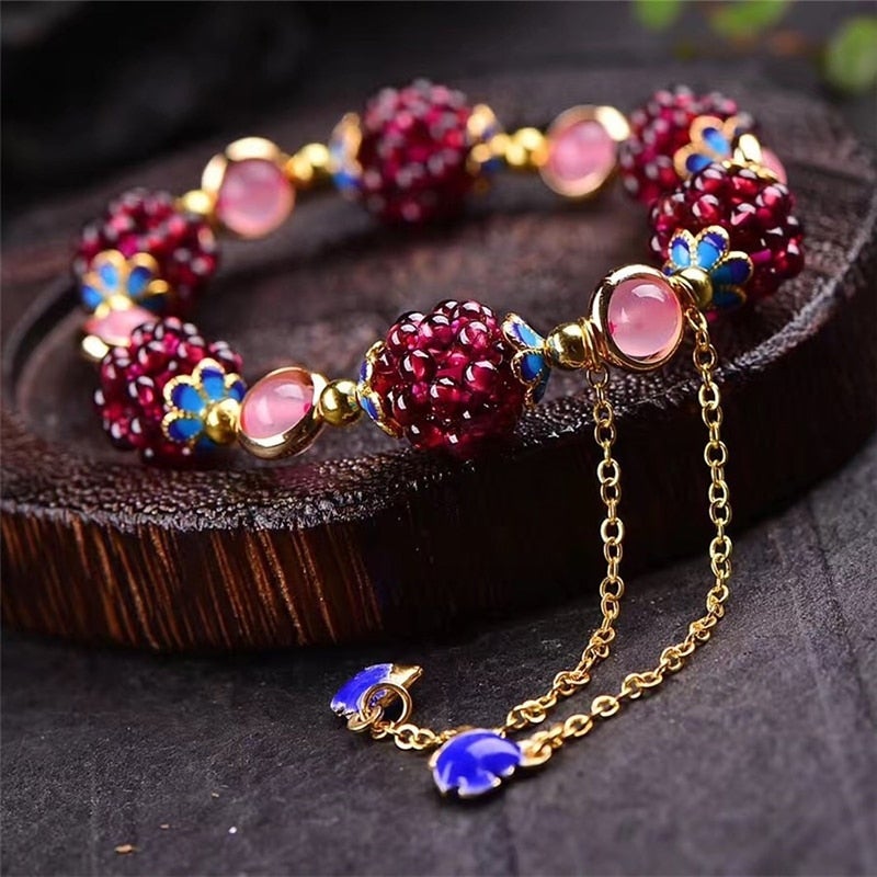 Colorful Natural Beaded Bracelet with Stone Clusters