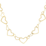 Gold Connected Hearts Necklace - Romantic Love Pendant - 18K Gold Tone