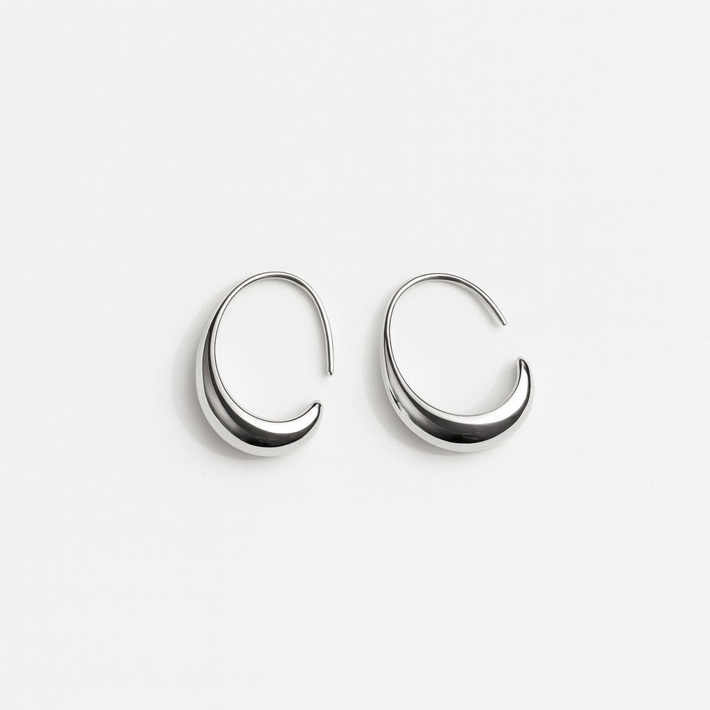 Curved Drop Hoop Earrings