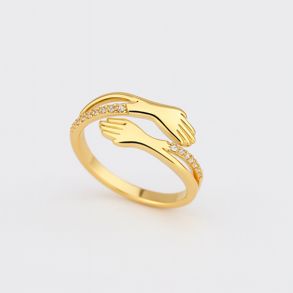 Curved Adjustable Hug Ring with Zirconia Accents