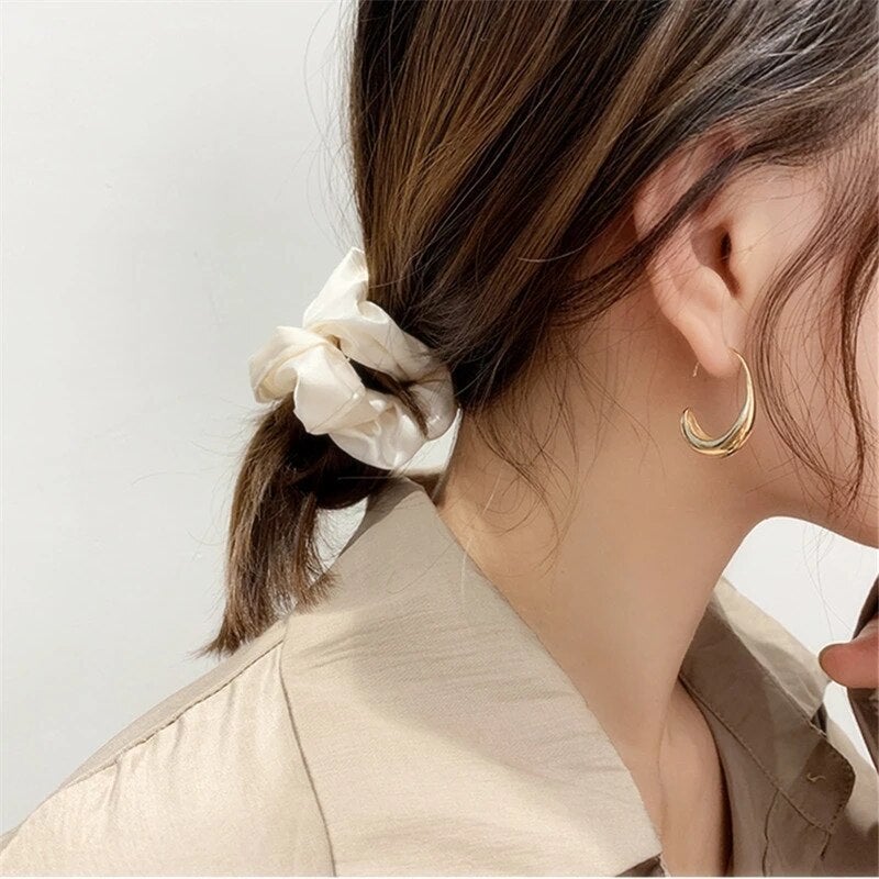 Curved Drop Hoop Earrings