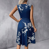 Women's Wrap V Neck Sleeveless Floral Dress | Mini