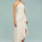 Women's Ruffle Pleated Weddng Guest Dress | Maxi