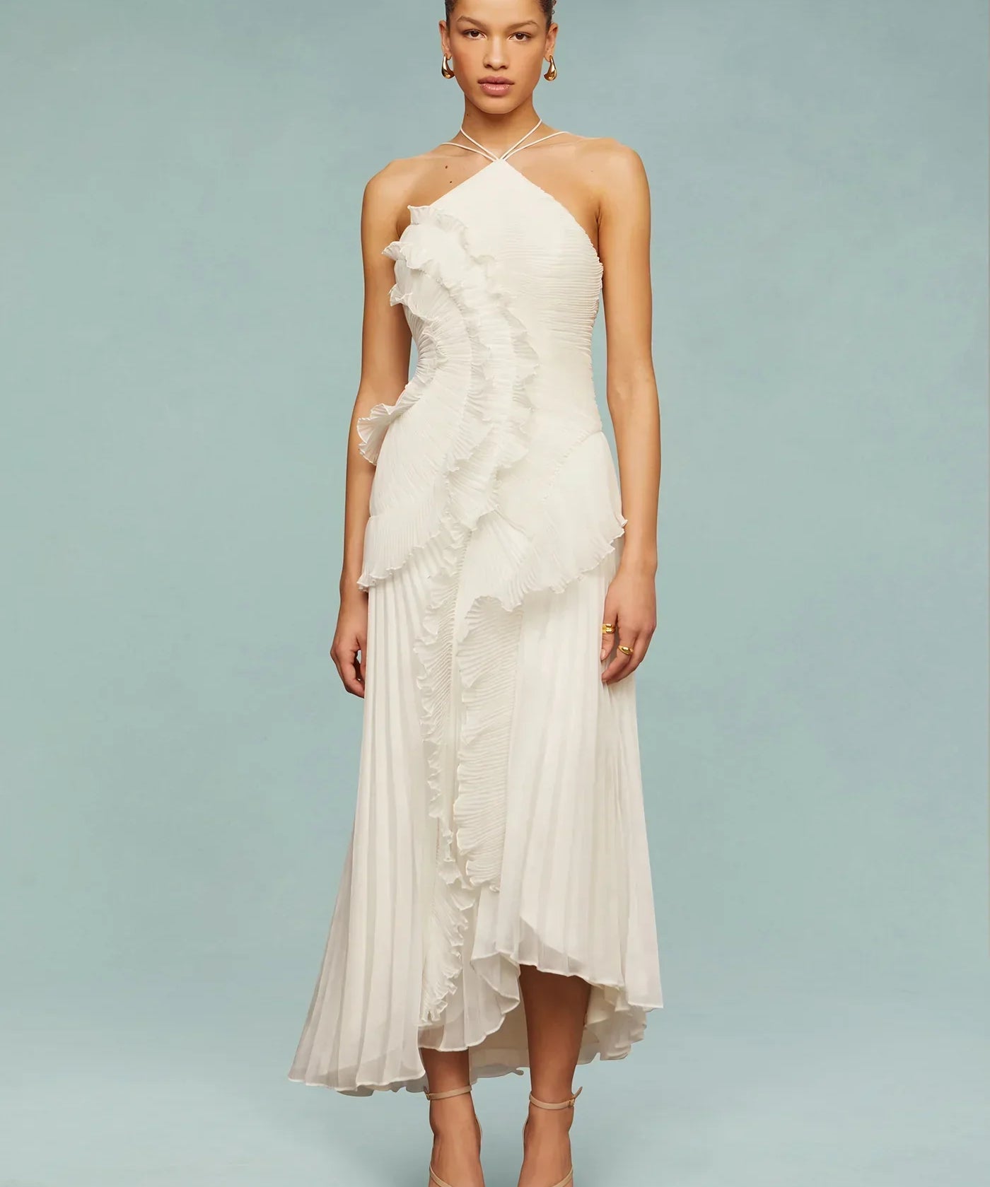 Women's Ruffle Pleated Weddng Guest Dress | Maxi
