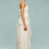 Women's Ruffle Pleated Weddng Guest Dress | Maxi