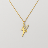 Gold Fairy Necklace - Decorative Wing Detail - 18K Gold Tone - Pendant