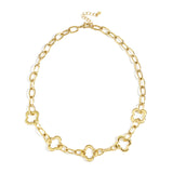 Gold Fleur Clover Chain Necklace - Lucky Flower Pendant - 18K Gold Tone