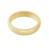 Gold Geometric Bangle - Modern Bold Cuff Design - 18K Gold Tone