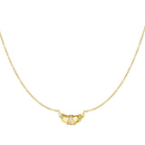 Gold Glitter Croissant Necklace - Textured Heritage Chain - 18K Gold Tone